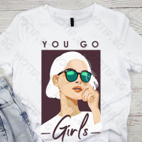 Дамска тениска Motif с цветна щампа жена / Fashion Girl / You GO, снимка 1 - Тениски - 44811826