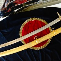 Персийска сабя с кания 2 кг.,дебела позлата,орнаменти. , снимка 1 - Антикварни и старинни предмети - 39913008
