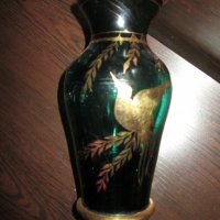 Много красива Кристална ваза ,ръчно рисувана със злато,18см., снимка 5 - Вази - 34837653