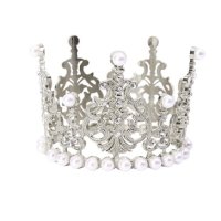 малка сребриста златиста Корона Тиара с перли и камъчета метална за украса декор на торта парти, снимка 4 - Други - 41886438