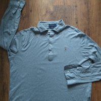 polo ralph lauren grey men's polo long sleeve - страхотна мъжка блуза КАТО НОВА ХЛ, снимка 4 - Блузи - 42515126