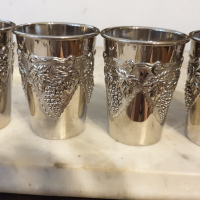 Посребрени масивни бронзови чаши за вино и сокове., снимка 2 - Чаши - 44749776