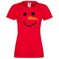 Дамска тениска Коледа snowman face, снимка 1 - Тениски - 34691050