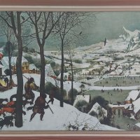 Картина, Ловци в снега, репродукция , снимка 3 - Картини - 41489510