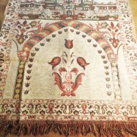 Старинно турско молитвено килимче джамията Селимийе в Едирне - красота в златни нишки - направете, снимка 3 - Антикварни и старинни предмети - 34592436