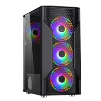 Кутия за компютър Makki F09-RGB-3F Черна ATX Middle Tower RGB Подсветка, снимка 1 - Захранвания и кутии - 33797374