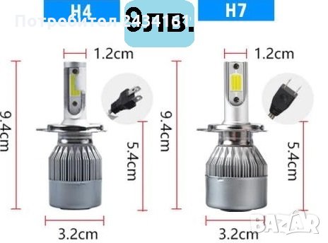 Н1, Н4 и Н7 лед лампи - крушки , снимка 1