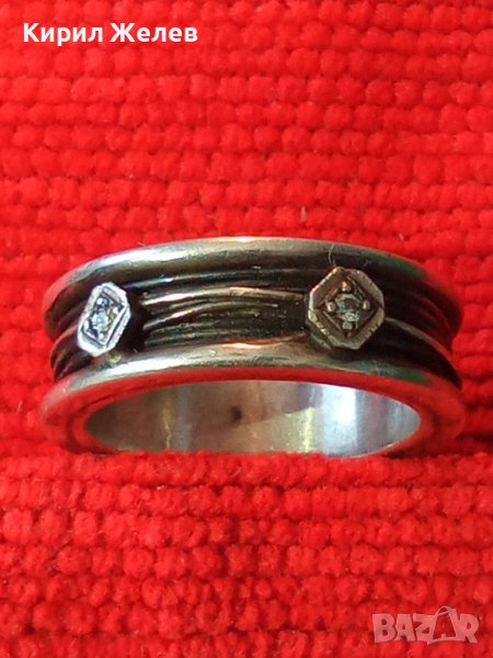 ДИАМАНТЕН СКЪПОЦЕНЕН СРЕБЪРЕН АРТ ПРЪСТЕН ОКСИДИРАНО СРЕБРО 925 с 2 ЛАБОРАТОРНИ БРИЛЯНТА 38296, снимка 1