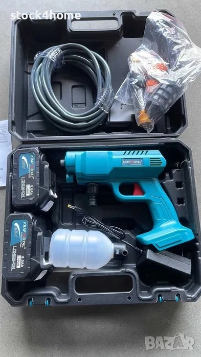 Комплект акумулаторна водоструйка KraftRoyal с 2 батерии в куфар , снимка 1