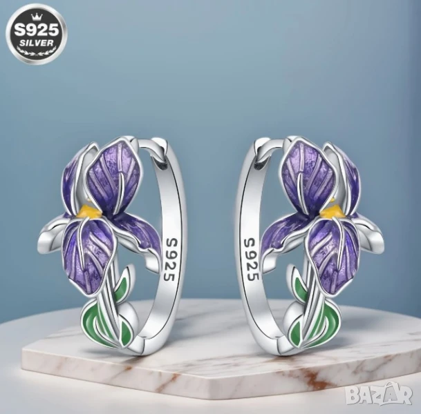  S925 Сребърни Хипоалергенни Обици, Дизайн с Маргаритка, Ежедневна Бижутерия , снимка 1