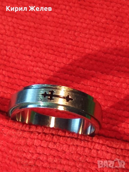 ДВОЕН РАЗДВИЖЕН АРТ ПРЪСТЕН с КРЪСТЧЕТА БЛАГОРОДНА СТОМАНА ТИП ХАЛКА УНИСЕКС МОДЕЛ 15004, снимка 1