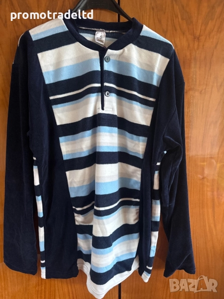 Българска мъжка пижама плюш плюшена тъмносиня номер 52, снимка 1