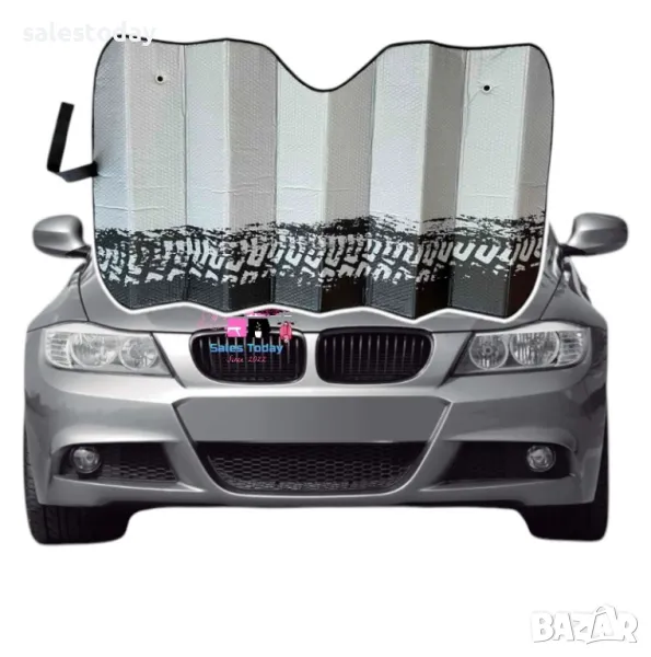 Сенник за кола за предно стъкло - 140x70см, сив, снимка 1