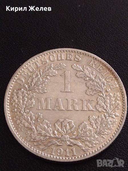 СРЕБЪРНА МОНЕТА 1 марка 1911г. Германска империя Вилхелм втори 27092, снимка 1
