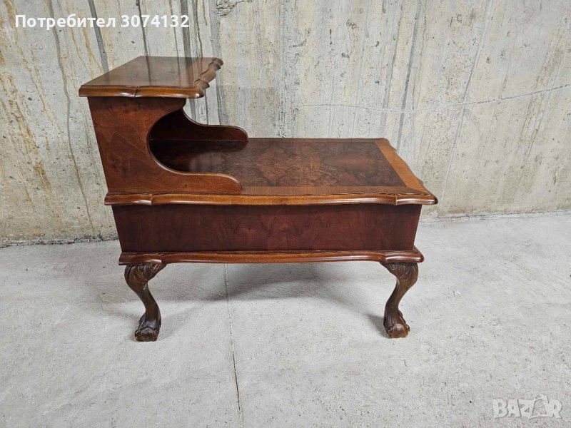 Шкафче седалка с интарзия в стил Чипъндейл, снимка 1