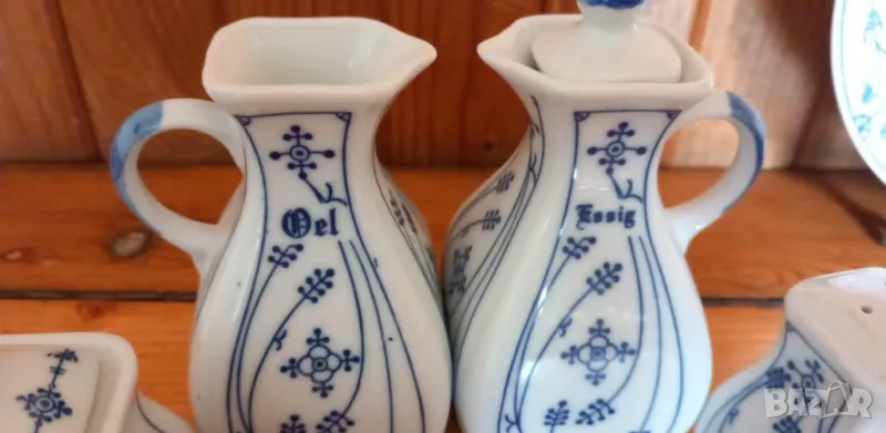 Комплект за подправки с дизайн "Blau Saks" Indian blue - Strawflower Pattern, снимка 1