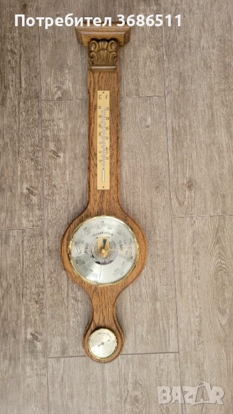 Стар голям барометър и термометър, снимка 1
