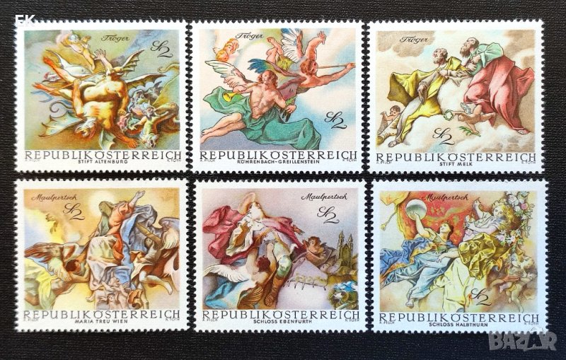 Австрия, 1968 г. - пълна серия чисти марки, изкуство, 3*10, снимка 1