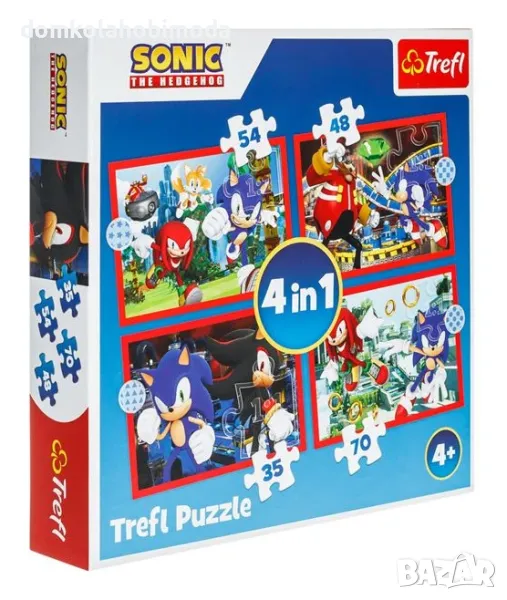  Пъзел с Sonic 4в1, Trefl,35, 70 54, 48 , снимка 1