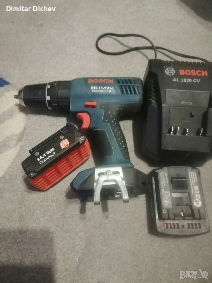 продавам винтоверт Bosch 14,4v в комплет с батерий и зарядно, снимка 1