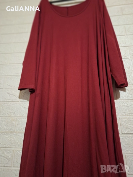 НОВА ДЪЛГА РОКЛЯ ВИНЕН ЦВЯТ 3XL-5XL, снимка 1