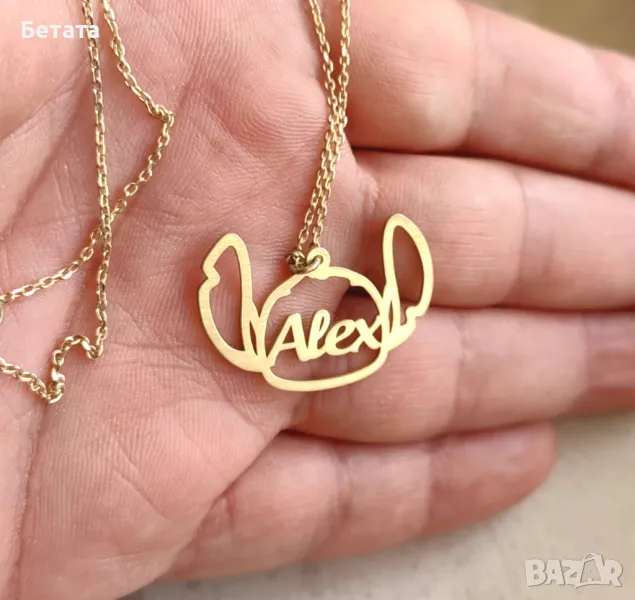 Колие с детско име, колие с анимационен герой, сребърно колие с име, снимка 1