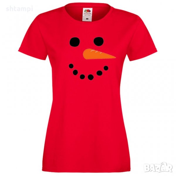 Дамска тениска Коледа snowman face, снимка 1
