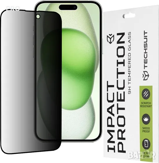 IPhone 15 Plus/16Plus  Висококачествен Стъклен Протекторс Цяло Покритие Закалено стъкло Антишпионски, снимка 1