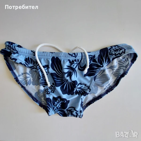 Мъжки бански с ниска талия, флорален мотив и връзки, снимка 1
