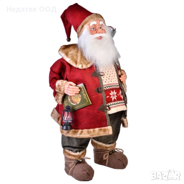 Коледна украса, Реалистична фигура Дядо Коледа с вързоп дърва, 81 см, снимка 1