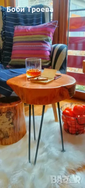 Бутикова холна маса с кръгла форма изработена от масивно дърво (бук), снимка 1