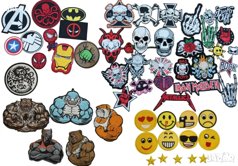 Нашивки, Пачове с Велкро и Топло Лепене, Рок, Военни, Емотикони, Комикс, Фитнес, Пакет 5бр, снимка 1