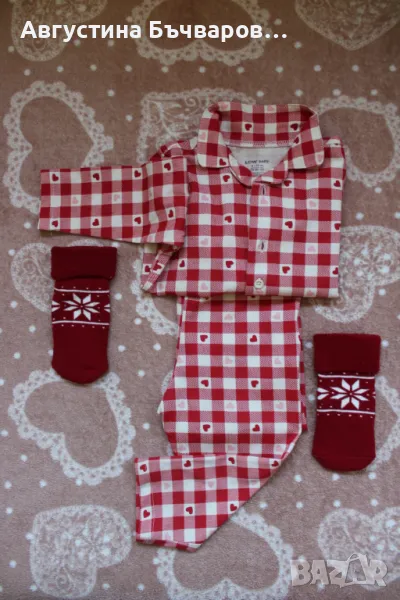 Комплект коледна пижамка с чорапки , снимка 1
