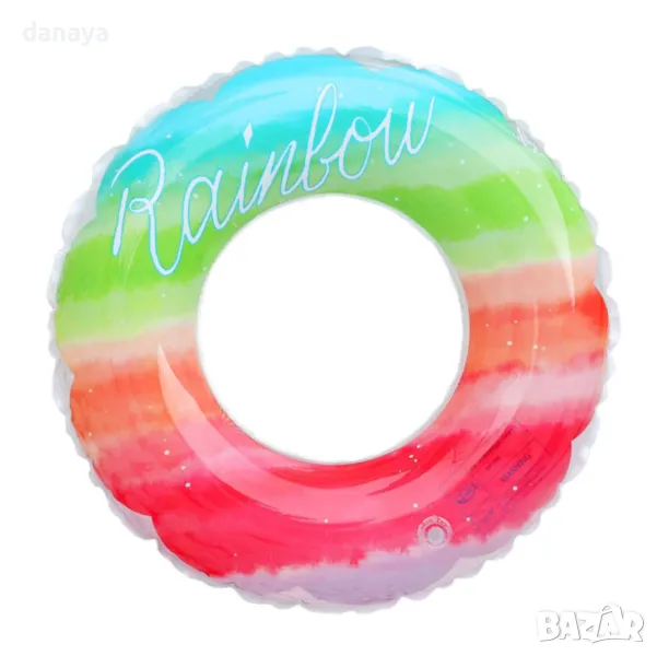 5781 Надуваем пояс Rainbow 60 см – цветен пояс за деца, плаж и басейн, снимка 1