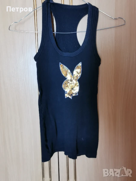 Дамски потник черен със златисто паети зайче на „Playboy“.Размер М., снимка 1