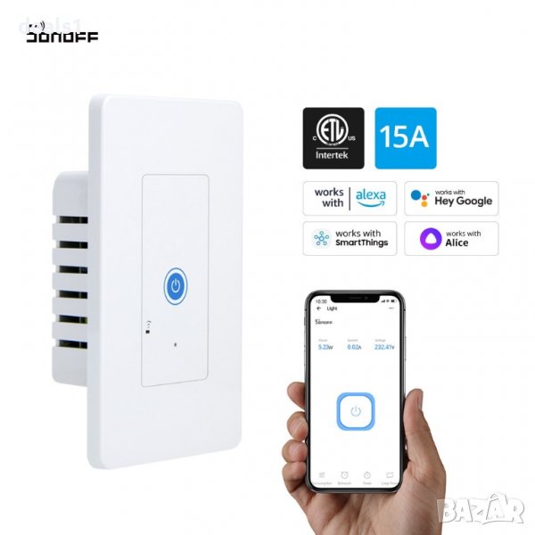 SONOFF IW101 Интелигентен стенен превключвтел за измерване на мощността US щепсел, снимка 1