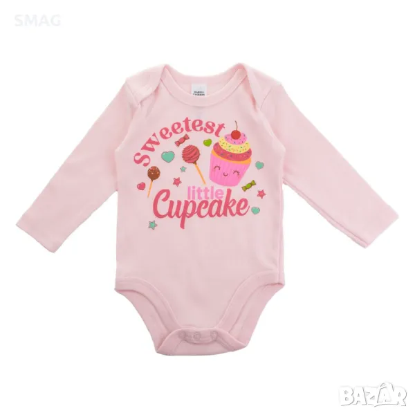 Бебешко памучно боди розово Cupcake Lollipops S_1245559, снимка 1