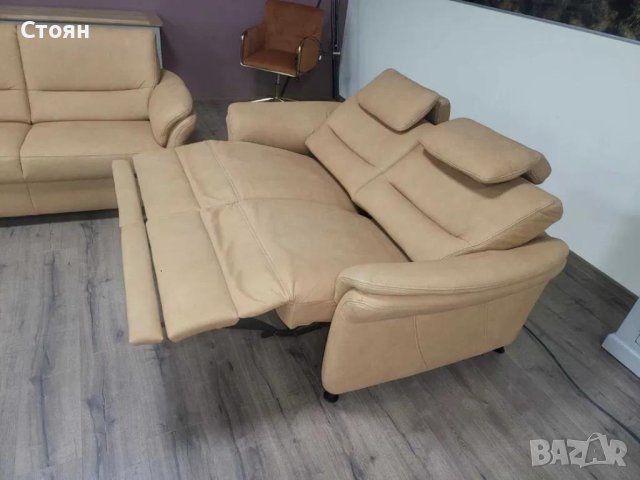 Комплект дивани две двойки от плат цвят карамел LS672117, снимка 8 - Дивани и мека мебел - 44216016