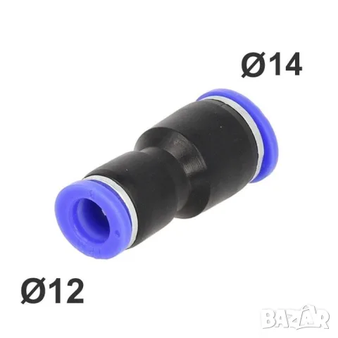 Права PVC бърза връзка Ø14–12 mm