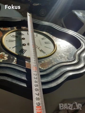 Страхотен антикварен стенен часовник с интарзии от седеф, снимка 6 - Антикварни и старинни предмети - 50919175