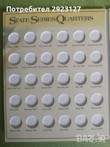 ЧИСТО НОВ АЛБУМ "50-те АМЕРИКАНСКИ ЩАТА" /виж описанието/, снимка 4 - Нумизматика и бонистика - 51393388