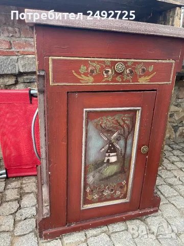 Шкаф малък, нощно шкафче масив ръчно рисуван от Дания, снимка 5 - Шкафове - 50008998