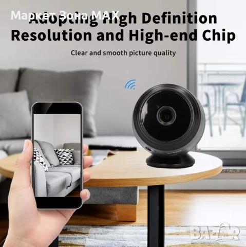 Модерна Мини безжична HD камера с Wi-Fi, нощно виждане и детекция на движение, снимка 9 - IP камери - 52892304