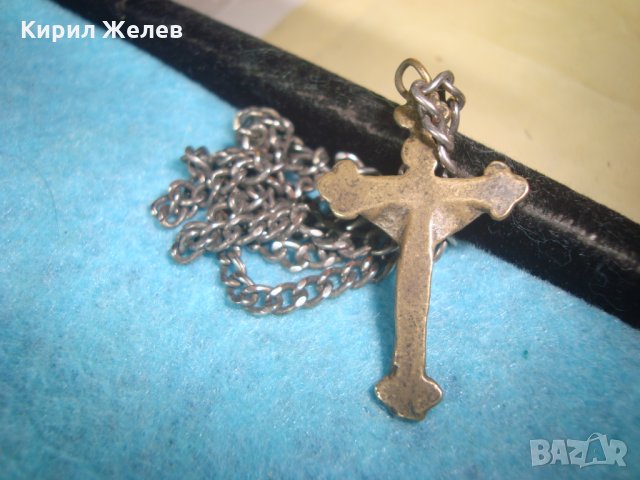 СТАРО БРОНЗОВО РАЗПЯТИЕ НАГРЪДНЕН ПРАВОСЛАВЕН КРЪСТ МАЙСТОРСКА РАБОТА със СТОМАНЕНО СИНДЖИРЧЕ 25549 , снимка 12 - Антикварни и старинни предмети - 35680544