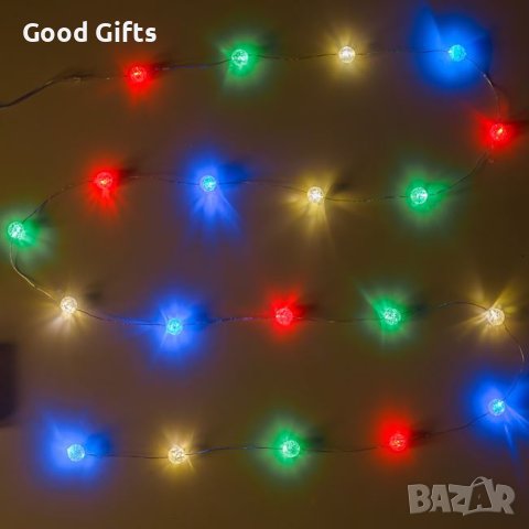 100 LED Коледни лампички с ефект на напукани ледчета, Многоцветни, снимка 2 - Лед осветление - 42716491