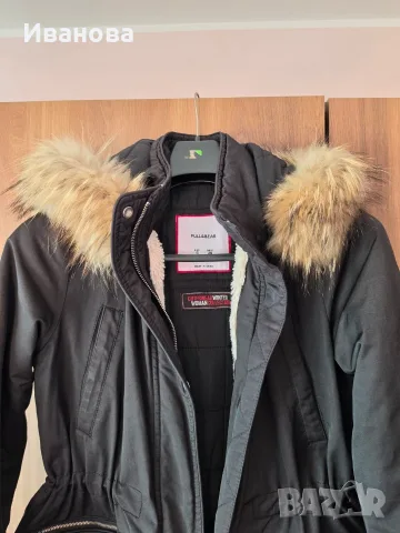 Дамско яке/парка Pull&Bear с естествен косъм лисица, снимка 3 - Якета - 56038331