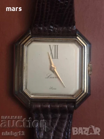 LUCERNE, SWITZERLAND, VINTAGE, LADIES WRISTWATCH, HAND WINDING, GOLD PLATED, LEATHER STRAP, 1980S., снимка 2 - Дамски - 51192918