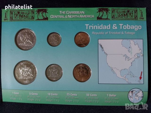 Комплектен сет - Тринидад и Тобаго 1979-2004 , 6 монети, снимка 2 - Нумизматика и бонистика - 44536335