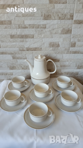 Порцеланов сервиз за кафе -14 части- Фабрика Дянко Стефанов - Разград, снимка 1