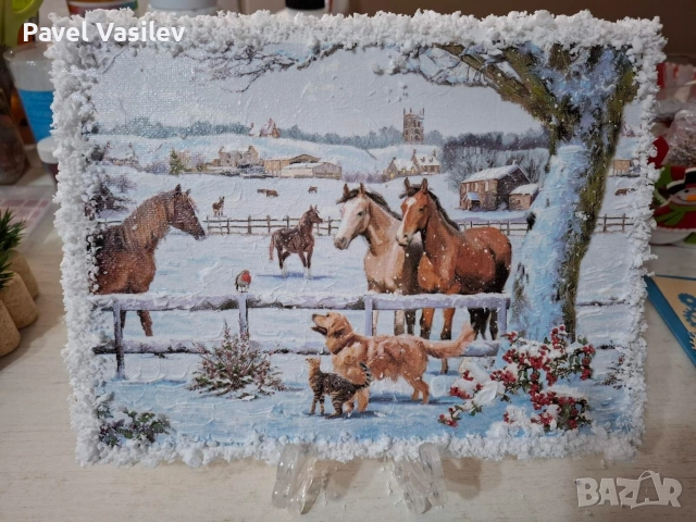 Коледни картини - Ръчно направени, снимка 3 - Декорация за дома - 52612071